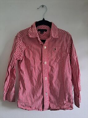 Tommy Hilfiger Red and White Gingham Button-Down Shirt